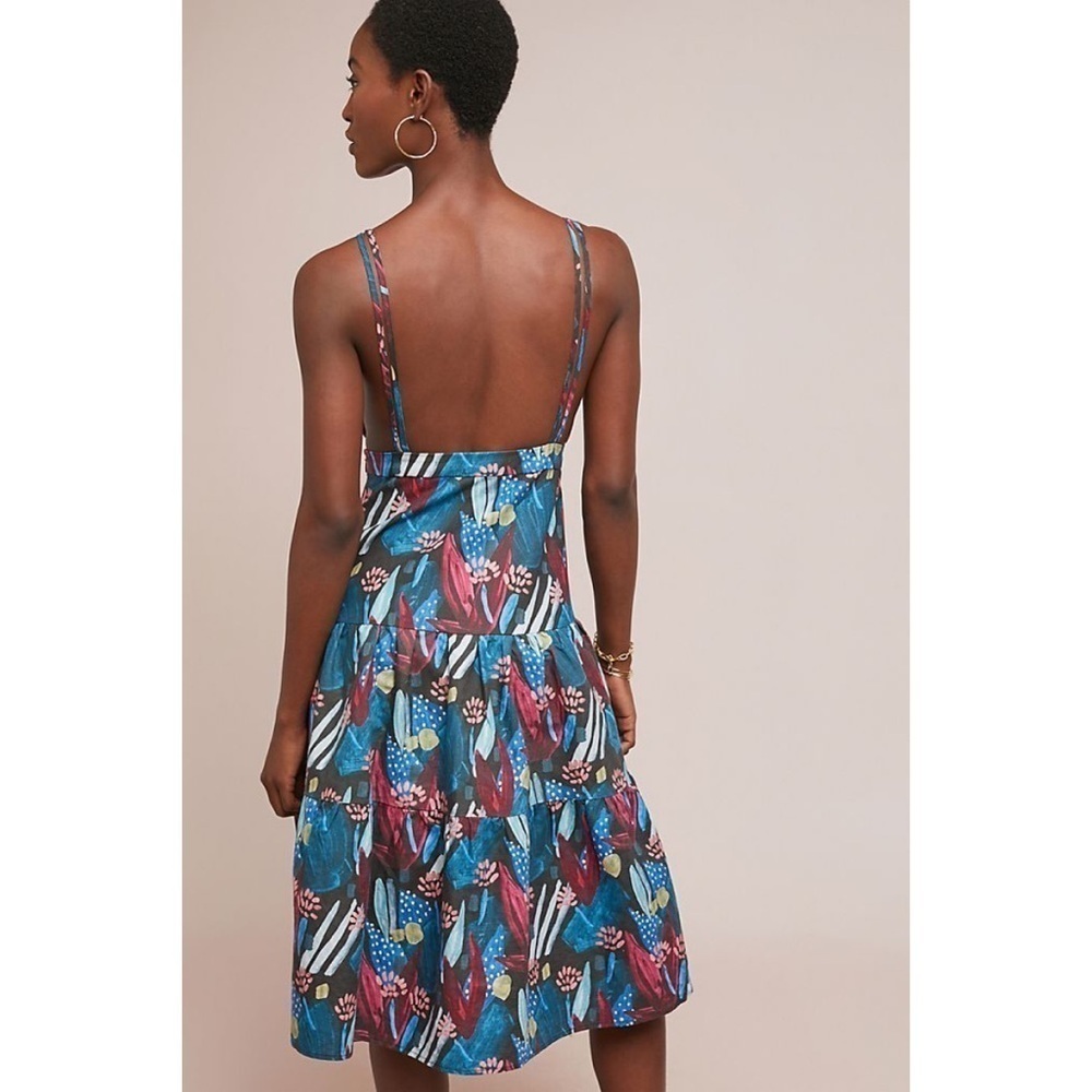 NWT Anthro Eva Franco Tiered Mosaic Floral Dress M - Picture 9 of 10